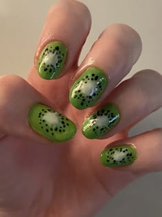 Tame Impala Nails, Cute Funky Nails Short, Weird Girl Nails, Simple Funky Nails, Fnaf Nails, Quirky Nails, Kiwi Nails, Weird Nails, Nail Polish Ideas Easy