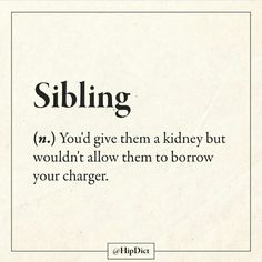 the words sibling are in black and white