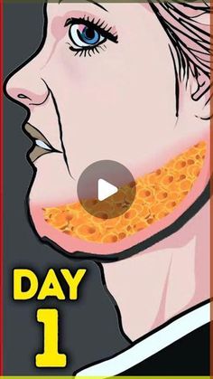 an animated image of a man with a piece of bread in his mouth and the words day 1