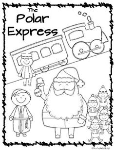 a coloring page with an image of santa claus and his toys on the train track