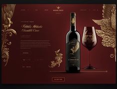 UI Website Design of Red Wine Classy Color Palette, Ui Website Design, Red Wine Label, Website Design Tutorial, Red Wine Labels, Alcohol Ads, Beauty Web, Prompt Ideas