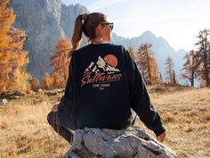 Get ready for your next family adventure with our matching mountain vacation sweatshirts - choose between a crewneck sweatshirt and a hoodie.  Customize your sweatshirts with your family name, trip location, and the year you're traveling. For example,  "The Sullivans, Stowe, VT, 2024" We use professional quality DGT printing on all our apparel. Direct-to-garment, or DTG, is a high quality printing method that sprays ink directly onto the garment so there is no peeling or cracking. Production Tim Fall Hiking Crew Neck Sweatshirt, Fall Hiking Sweatshirt Crew Neck, Fall Crew Neck Sweatshirt For Hiking, Casual Crew Neck Hiking Hoodie, Casual Crew Neck Hoodie For Hiking, Sporty Crew Neck Sweatshirt For Hiking, Outdoor Crew Sweatshirt With Graphic Print, Outdoor Crew Neck Sweatshirt With Graphic Print, Outdoor Graphic Print Crew Sweatshirt