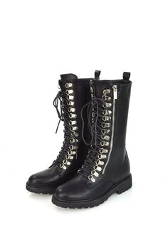 Stand out in Our Mid Calf Combat Biker Boots! Fasten quick and easily with the zip and adjustable laces. Ideal For Casual, Evening, Winter & More. Pair with a PU Skort and Long Sleeve crop Top for a cute winter look! Petite Jumpsuit, Petite Coat, Casual Evening, Cold Weather Outfits, Biker Boots, Calf Boots, Long Sleeve Crop, Fit N Flare Dress, Shop Swimwear