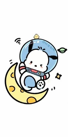 a cartoon bear sitting on the moon with its head in his hands and eyes closed