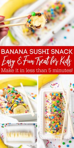 banana sushi snack easy and fun treat for kids to make in less than 5 minutes