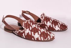 Tweed Design, Handmade Sandals, Heavy Machinery, Woven Design, Heeled Mules, Mule Shoe, Hand Made, Hand Weaving