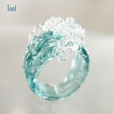 Water Ring, Surfer Jewelry, Wave Jewelry, Mermaid Ring, Ocean Jewelry, Wave Ring, Everyday Rings, Glass Rings