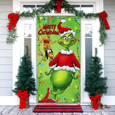 PRICES MAY VARY. Delicate Design: Our Christmas decorative door cover is printed with green animal patterns, which provides an intuitive and realistic way to create the holiday atmosphere for your party. In addition to being used as party supplies, it can be used as a photo booth prop to record the wonderful moments of the Christmas Premium Material: The large hanging banner is made of quality polyester fabric, which is durable, wrinkle-free and tear-resistant. It is washable and reusable, and l Grinch Cookie, Winter Door Decorations Classroom, Grinch Door, Christmas Door Decorating, Christmas Door Cover, Door Backdrop, Christmas Doors, Christmas Door Decorating Contest, Door Backdrops