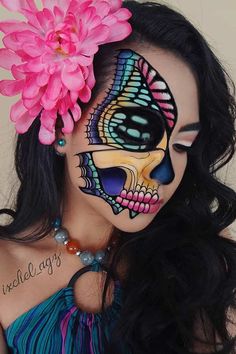 Butterfly Makeup Ideas, Makeup Ideas For Halloween, Halloween Makeup Sugar Skull, Butterfly Halloween, Most Beautiful Butterfly, Holloween Makeup, Butterfly Eyes, Butterfly Makeup, Halloween Makeup Pretty