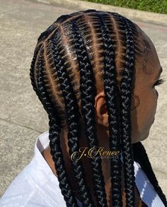 Jayda Braids 5 Braids, Popsmoke Braids Women Side Part, Popsmoke Braids Women, Popsmoke Braids Side Part, Jayda Wayda Braids 4 Parts, Popsmoke Braids, Jumbo Cornrows, Freestyle Braids, Natural Hair Box Braids