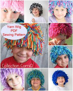 a collage of photos with different types of yarns on their hair and the caption yam wig sewing pattern