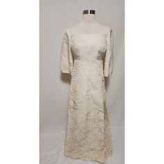 1950s Vintage Womens Wedding Dress White Lace Detail 3/4 Sleeve Armpit to armpit measured flat across -17  inches Waist measured flat across - 15" Length of dress- 55" Wedding Dress White, Dresses 1950s, White Lace Wedding Dress, Womens Wedding Dresses, White Wedding Dresses, Saint Louis, 1950s Vintage, Dress White, Lace Detail