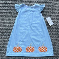 3t Smockling Pumpkin Dress Blue Gingham Print With Pumpkin Trim, Brand New. Smoke Free + Pet Free Home. Ruffled Dresses For Playtime In Fall, Fall Dresses With Ruffles For Playtime, Orange Sleeveless Dress For Playtime, Blue Dress For Playtime In Fall, Blue Fall Playtime Dress, Light Blue Cotton Dress For Fall, Baby Blue Lace Dress, High Low Party Dresses, Zara Looks