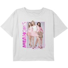 You can't sit with us... unless you're wearing a cool officially licensed Mean Girls The Plastics Totally Fetch Poster Girls' Graphic Cropped T-Shirt! This unique tee features Regina George, Gretchen Wieners, and Karen Smith, the vertical Mean Girls logo, and the phrase: "Totally Fetch" printed in pink lettering across the front. Shop this new Mean Girls apparel and keep yourself laughing with your favorite characters, popular quotes, hilarious moments, and more! Pop Culture Short Sleeve Slogan Top, Pop Culture Short Sleeve Top With Slogan, 90s Fan Merchandise T-shirt, Trendy Tops With Character Print For Fans, Trendy Tops With Logo Print For Fans, Trendy Pink Fan Merchandise Tops, Pink Pop Culture Tops For Spring, Pink Top With Front Print For Fan Merchandise, Pink Relaxed Fit Top For Pop Culture