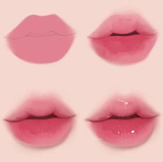 four images of pink lips with different shapes and sizes on the top one is red