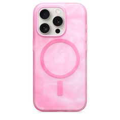 an iphone case with a pink ring on it