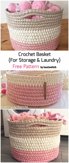 crochet basket for storage and laundry free pattern