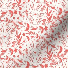 a red and white floral print fabric