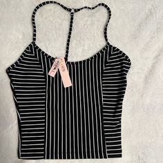 Nwt - Victoria’s Secret On Point Tops Black And White Stripe T - Open Back With Ring Not Padded Could Be Worn As Cami Or Athletic *Multiple Sizes Available -Xs And Lg Smoke Free Home Victoria's Secret Summer Stretch Tops, Victoria's Secret Stretch Summer Tops, Victoria's Secret Fitted Beach Tops, Victoria's Secret Fitted Tops For Beach, Trendy Fitted Tops By Victoria's Secret, Victoria's Secret Fitted Tank Top For Spring, Trendy Victoria's Secret Summer Top, Trendy Summer Top From Victoria's Secret, Fitted Victoria's Secret Tank Top For Spring