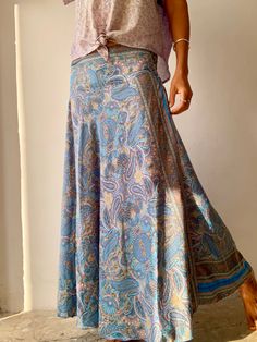 "Cute boho style long skirt  Easy to wear with elastic waist, comfy and lightweight made in light silky fabric with paisley print  Perfect for everyday or occasions or travels  MEAESURE Size M Waist 26-35\" Lenght 39 MATERIAL * blended silk  Thank you for looking" Flowy Maxi Skirt With Boho Print, Flowy Boho Print Tiered Maxi Skirt, Flowy Boho Print Hippie Maxi Skirt, Hippie Flowy Boho Print Maxi Skirt, Flowy Boho Print Maxi Skirt, Bohemian Flared Maxi Dress For Spring, Bohemian Maxi Dress With Lined Flared Skirt, Bohemian Wide Leg Maxi Dress For Spring, Spring Paisley Print Flowy Maxi Skirt