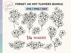 the flowers bundle is shown in black and white, with text that reads forget me not flowers