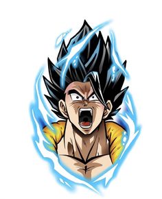 an image of the character gohan with his mouth open and eyes wide open in front of