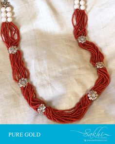 Coral Beads Jewellery, Gold Mala, Tanishq Jewellery, Coral Collection, Coral Jewellery, Red Coral Jewellery, Gold Chokers, Diamond Pendants Designs