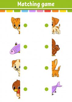 the matching game for children with animals