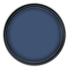 a dark blue plate with black rims on the top and bottom, in front of a white background