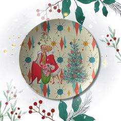 Kate McEnroe New York Franciscan Diamond Starburst Retro Vintage 50s Kitsch Christmas Card Art Dinner PlatePlates9820SINGLE Kitschy Christmas, 10 Dinner, Kitsch Christmas, Plastic Dinnerware, Christmas Card Art, Holiday Meal, Christmas Dishes, Christmas Card Design, Dinner Plate Sets