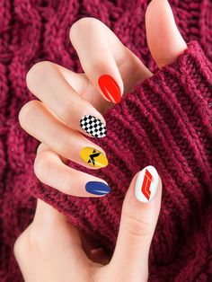 F1 Nails, Racing Nails, Bts Clothes, Red Bull F1, Summery Nails, Red Nail Designs, Diy Cosmetics, Racing Stripes