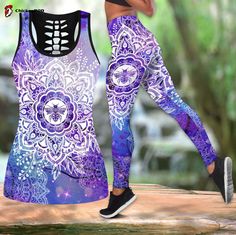 Love Bee Mandala Combo Tank + Legging Pi11062001 Bee Mandala, Cross Leggings, Hot Clothes, Woo Woo, Workout Tops For Women, Sport Tank Tops, Girls Leggings, Set Outfit, Bohemian Chic