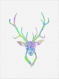 a watercolor painting of a deer's head