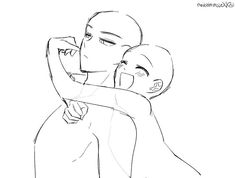 a drawing of two people hugging each other