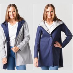 Stay Ready In The Changing Seasons With The Lightweight Herno Women's Reversible Mack Anorak Waterproof Raincoat. The Ultimate In High End Luxury Coats And Jackets! Anorak Jacket Lightweight For Anytime Of The Year Wear Snap Button Closure Fully Reversible- Navy Blue And Light Grey Beige 2 Front Patch Pockets With Flaps Slits At Cuffs Slit On Back With Stretchy Bungee Cord And Brass Pull Knob 2 Additional Inside Pockets With Snaps Attached Hood 97% Cotton, 3% Elastane; Lining: 97% Cotton, 3% Ela Herno Woman, Herno Jacket, Bungee Cord, Grey Beige, Anorak Jacket, Rain Coat, Coats And Jackets, Grey And Beige, Changing Seasons