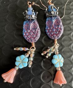 Fall Owl King Czech glass Earrings | eBay Bohemian Glass Drop Earrings, Handmade Glass Bohemian Earrings, Nickel-free Glass Bohemian Earrings, Fall Owl, Artisan Jewelry Earrings, Handcrafted Artisan Jewelry, Glass Earrings, Artisan Jewelry, Czech Glass