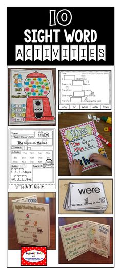 sight word activities for beginning and ending the year with pictures, words, and numbers