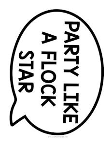 a black and white speech bubble with the words party rock on it's side