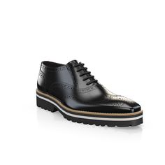 Lightweight Men`s Shoes 47105 | Girotti Black Oxfords With Leather Sole And Round Toe, Black Wingtip Lace-up Shoes With Textured Sole, Leather Shoes With Textured Sole And Pointed Toe, Black Pointed Toe Dress Shoes With Stitched Sole, Black Calf Leather Plain Toe Oxfords, Leather Oxfords With Brogue Detailing And Pointed Toe, Black Leather Lace-up Oxfords, Leather Wingtip Lace-up Shoes For Work, Black Leather Oxfords With Pointed Toe