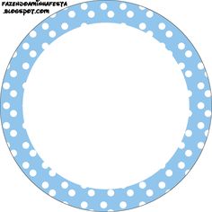 a blue and white polka dot paper circle