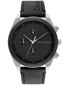 in stock Black Watches With Leather Strap, Black Watch With Leather Strap, Matte Black Watch Accessories With Round Dial, Masculine Black Watch Accessories For Business, Modern Black Chronograph Watch For Business, Black Chronograph Watch With Leather Strap For Business, Modern Black Chronograph Watch With Leather Strap, Black Leather Watch With Round Dial, Masculine Black Watches