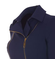 96% Polyester, 4% Elastane Chic Fitted Blazer With Zipper Closure, Elegant Long Sleeve Blazer With Zipper Closure, Elegant Office Blazer With Zipper Closure, Elegant Formal Blazer With Zipper Closure, Chic Formal Blazer With Zipper Closure, Luxury Long Sleeve Blazer With Padded Collar, Chic Business Outerwear With Zipper Closure, Fitted Outerwear With Padded Collar For Work, Elegant Outerwear With Zipper Closure For Work