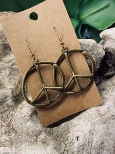 Artisan Bronze earrings. Lightweight. Fun to wear. Nickel and lead free, hypoallergenic. Light weight. Beautiful Peace Sign Jewelry, Peace Sign Earrings, Bronze Earrings, Earrings Large, Large Earrings, Peace Sign, How To Feel Beautiful, Antique Bronze, Boho Style