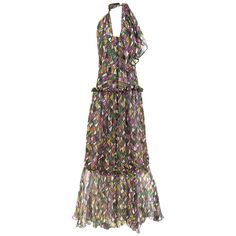 Vintage Yves Saint Laurent by Tom Ford multi color print( purple, green, yellow and white) diamond shape silk halter cocktail dress. Corset bodice and layered by silk sash that ties as halter. dress. size: 2 . XS to Small Bust: 32" Maxi Cocktail Dress, Gray Cocktail Dress, Halter Cocktail Dress, Vintage Yves Saint Laurent, Cocktail Dress Vintage, Designer Evening Dresses, Grey Maxi Dress, Maxi Dress Cocktail, Halter Maxi Dresses