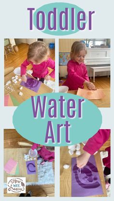 toddler playing with water art on the floor