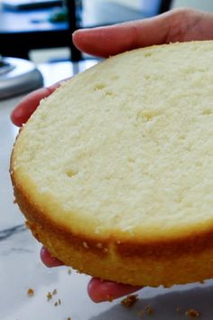 a person holding a piece of cake in their hand