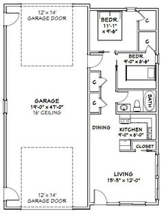 the floor plan for a garage apartment