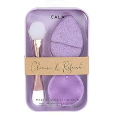 Exfoliation Sponge gently exfoliates as it lathers product and buffs away dead skin cells and impurities Silicone Sponge invigorates and messages the skin with fine, flexible bristles that increase circulation for a healthy glow. Double Ended Mask Brush helps apply facial masks, peel-off masks, serums, and other skin products. Color: Purple. Purple Face Mask, Face Mask Brush, Exfoliating Sponge, Silicone Sponge, Increase Circulation, Mask Brush, Purple Gift, Peel Off Mask, Skin Products