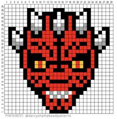 a pixellated image of a red demon head