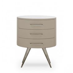 the side table has three drawers and two legs on each side, with one drawer open